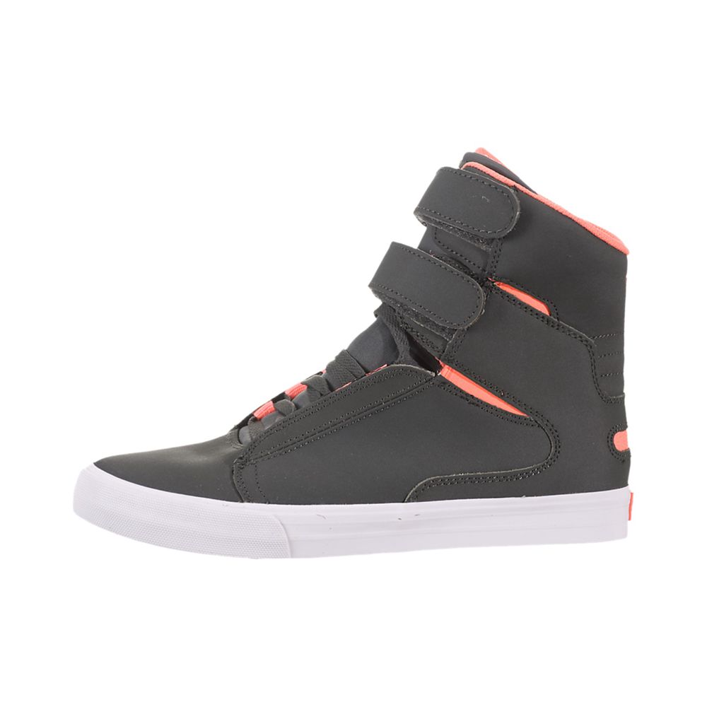 Baskets Montantes Supra Society Grise Charcoal/Neon Orange-White Homme | JEJ-88156898